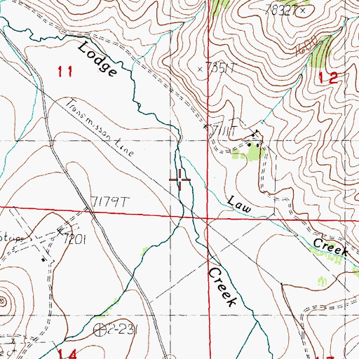 Topographic Map of Law Creek, MT
