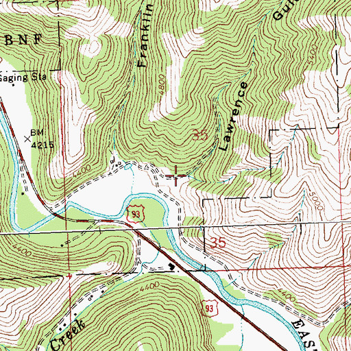 Topographic Map of Lawrence Gulch, MT