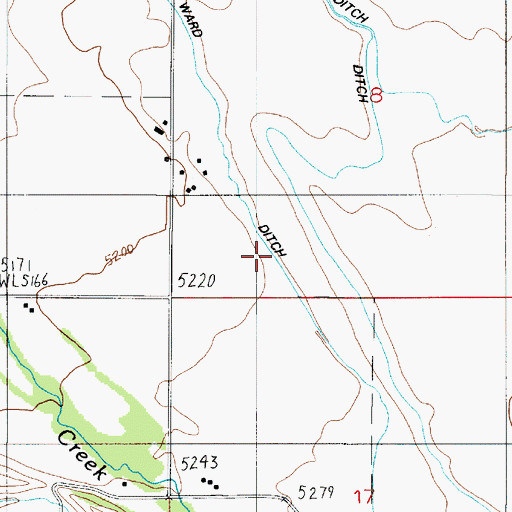 Topographic Map of Lay Ward Ditch, MT