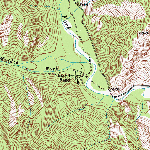 Topographic Map of Lazy P Ranch, MT