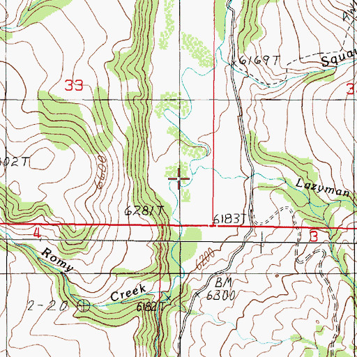 Topographic Map of Lazyman Creek, MT