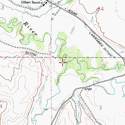 Topographic Map of Ledford Creek, MT