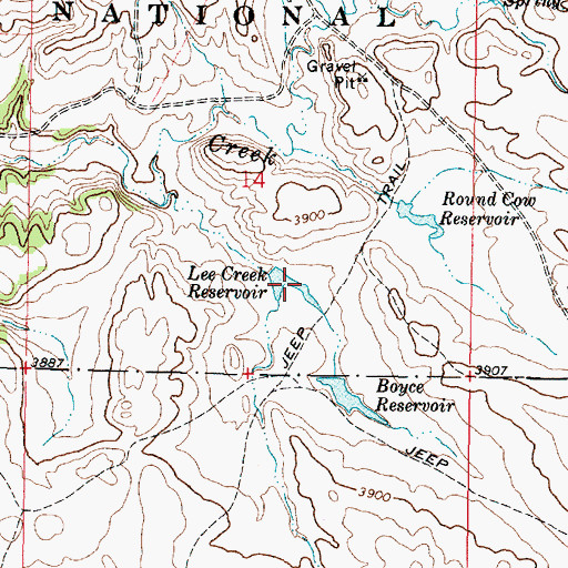 Topographic Map of Lee Creek Reservoir, MT