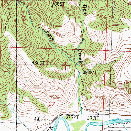 Topographic Map of Left Fork Little Bear Creek, MT