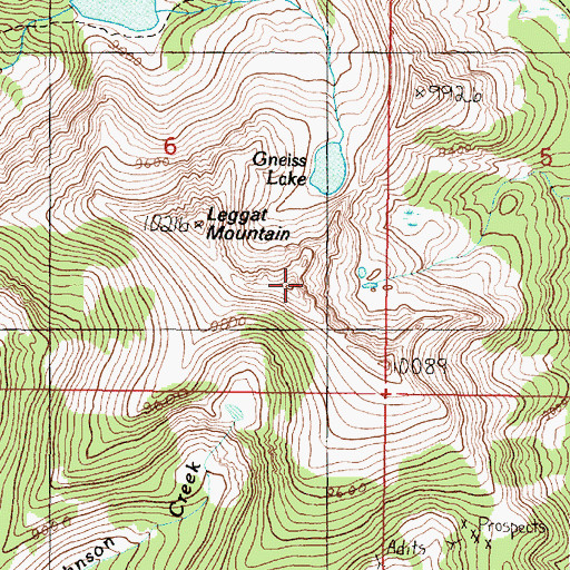 Topographic Map of Leggat Mountain, MT