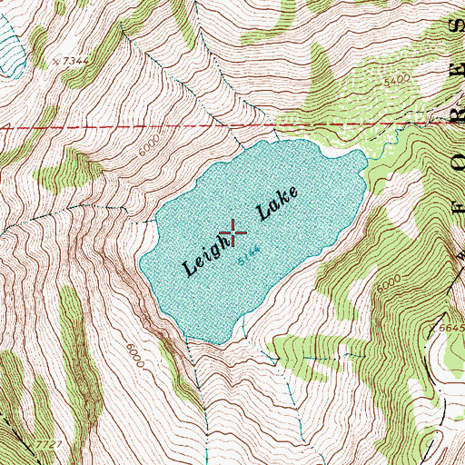 Topographic Map of Leigh Lake, MT