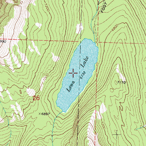 Topographic Map of Lena Lake, MT