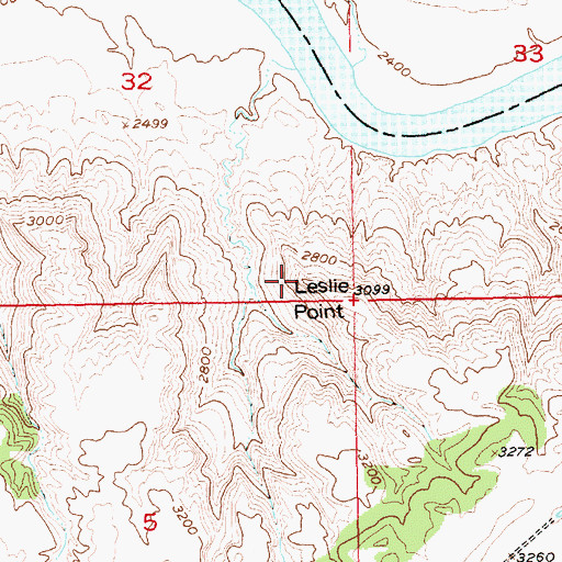 Topographic Map of Leslie Point, MT