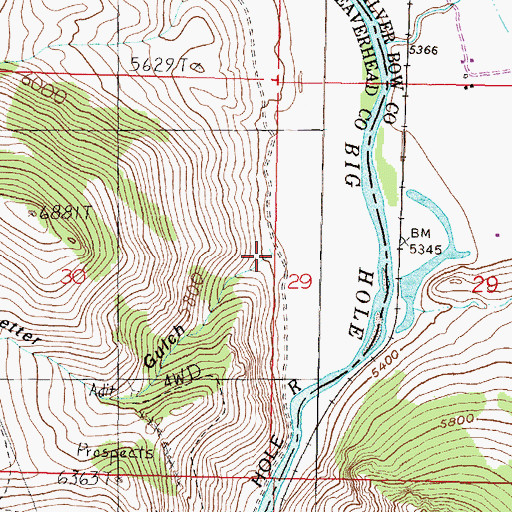 Topographic Map of Letter Gulch, MT