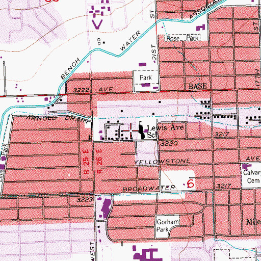 Topographic Map of Lewis Avenue School, MT