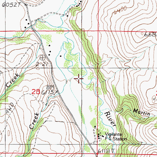 Topographic Map of Lewis Creek, MT
