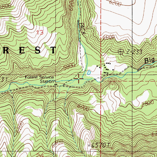 Topographic Map of Lewis Creek, MT