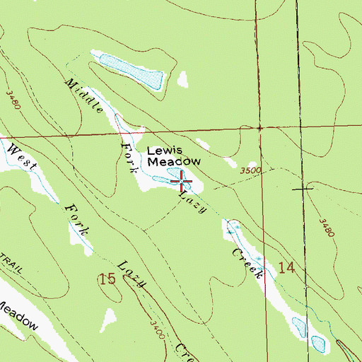 Topographic Map of Lewis Meadow, MT