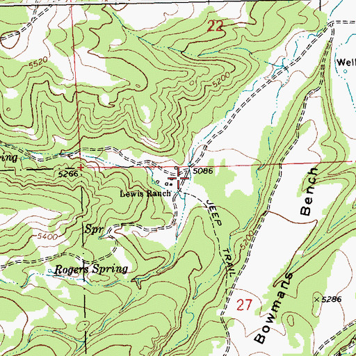 Topographic Map of Lewis Ranch, MT