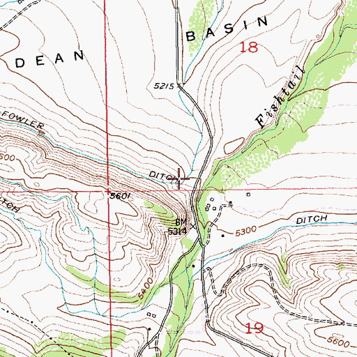Topographic Map of Lewis-Hudson-Fowler Ditch, MT
