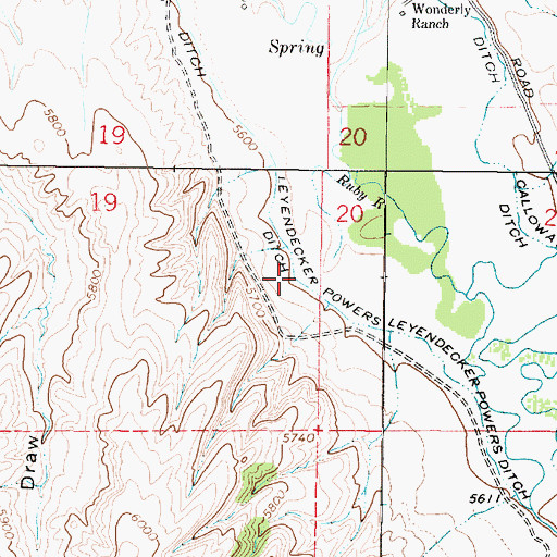 Topographic Map of Leyendecker Powers Ditch, MT