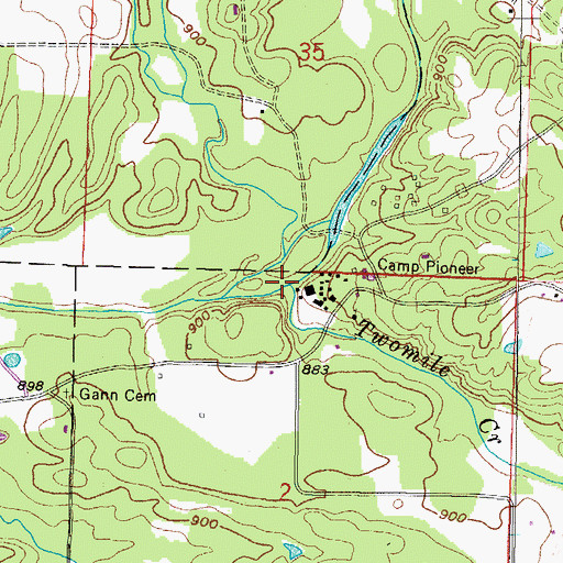 Topographic Map of Twomile Creek, AR