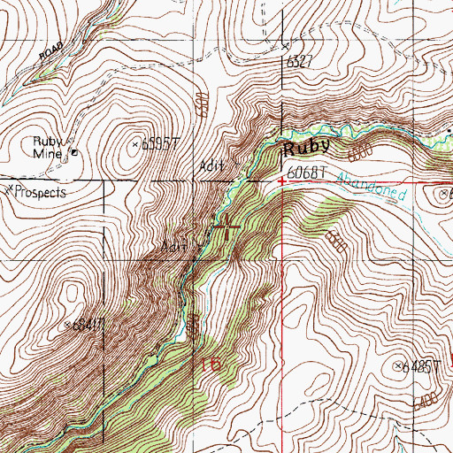 Topographic Map of Lichte Ruby Creek Ditch, MT