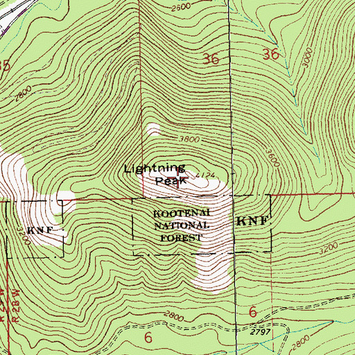 Topographic Map of Lightning Peak, MT