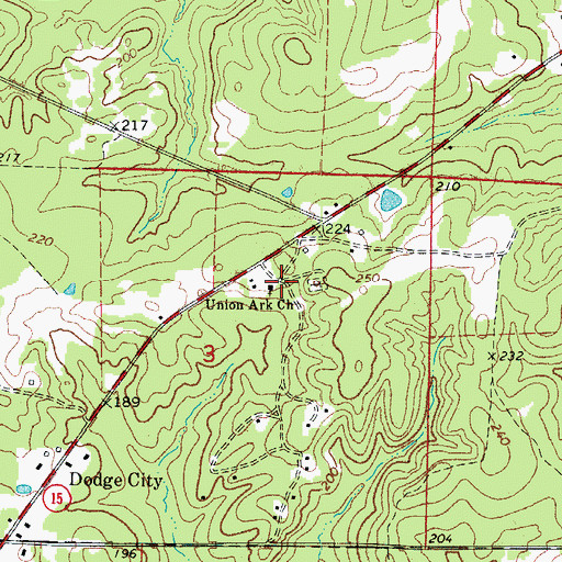 Topographic Map of Union Ark Church, AR