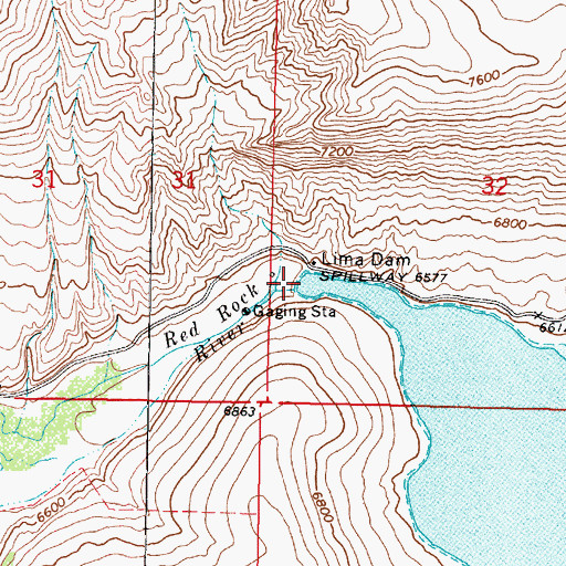 Topographic Map of Lima Dam, MT