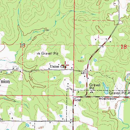 Topographic Map of Union Church, AR