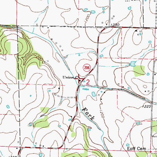 Topographic Map of Union Baptist Church, AR