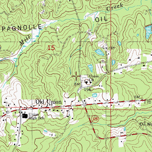 Topographic Map of Union Baptist Chucch, AR