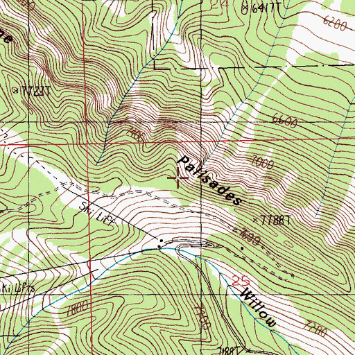 Topographic Map of Limestone Palisades, MT