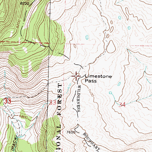 Topographic Map of Limestone Pass, MT