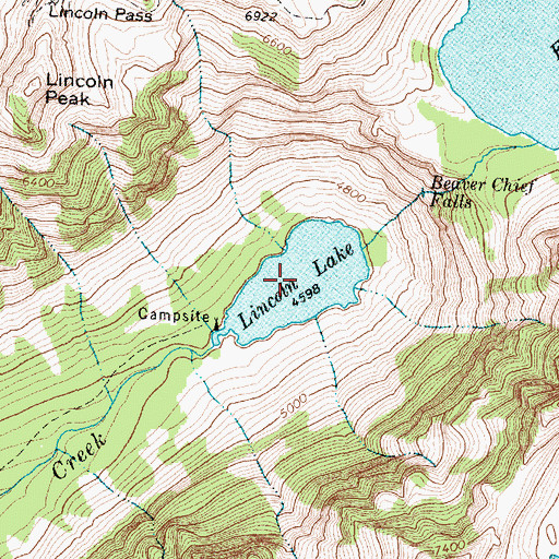 Topographic Map of Lincoln Lake, MT