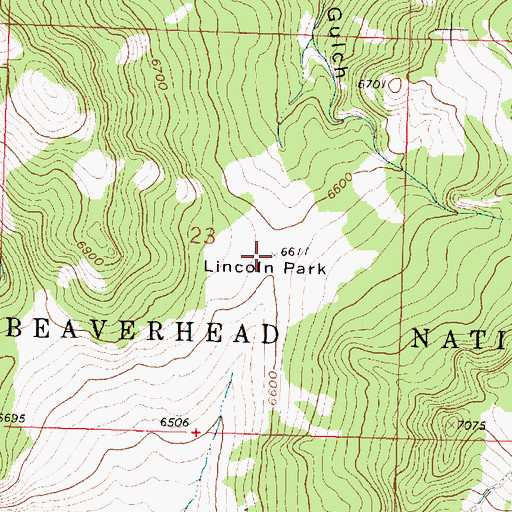 Topographic Map of Lincoln Park, MT
