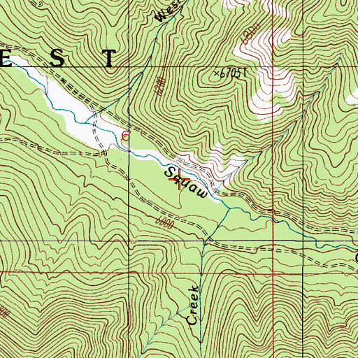Topographic Map of Line Creek, MT