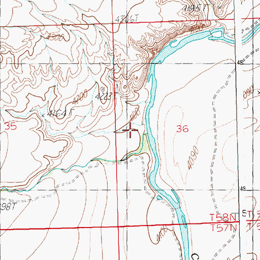Topographic Map of Line Creek, MT