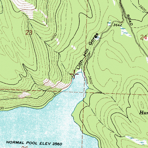 Topographic Map of Lion Hill Gorge, MT