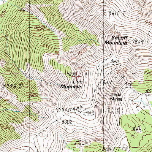 Topographic Map of Lion Mountain, MT