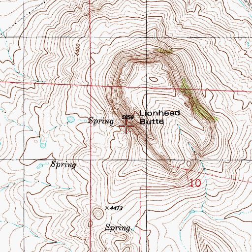 Topographic Map of Lionhead Butte, MT