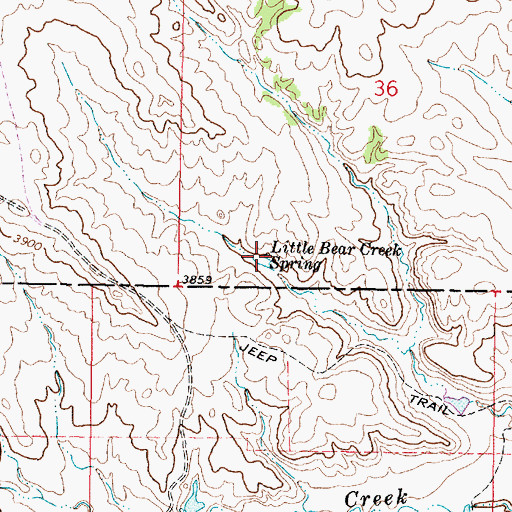 Topographic Map of Little Bear Creek Spring, MT