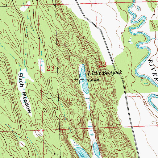Topographic Map of Little Bootjack Lake, MT