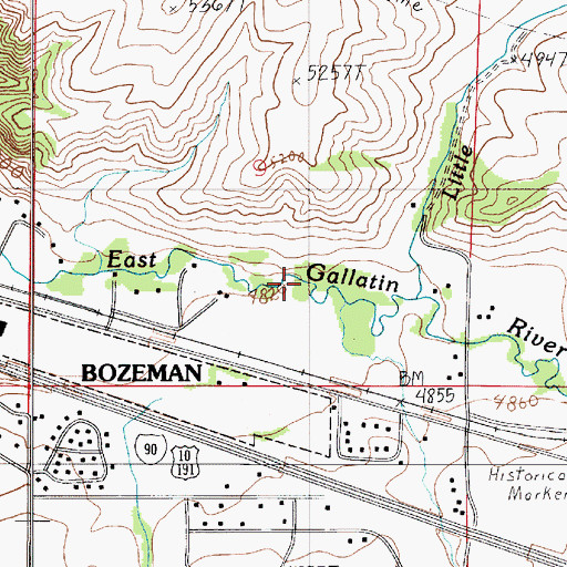 Topographic Map of Little Bridger Creek, MT