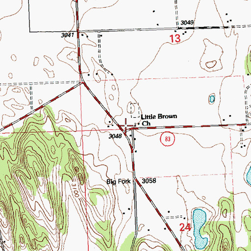 Topographic Map of Little Brown Church, MT