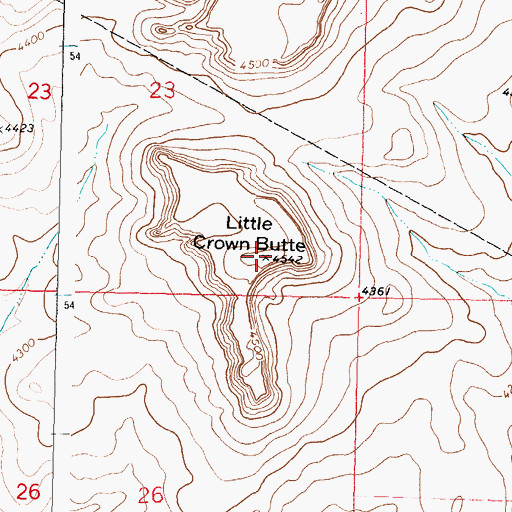 Topographic Map of Little Crown Butte, MT