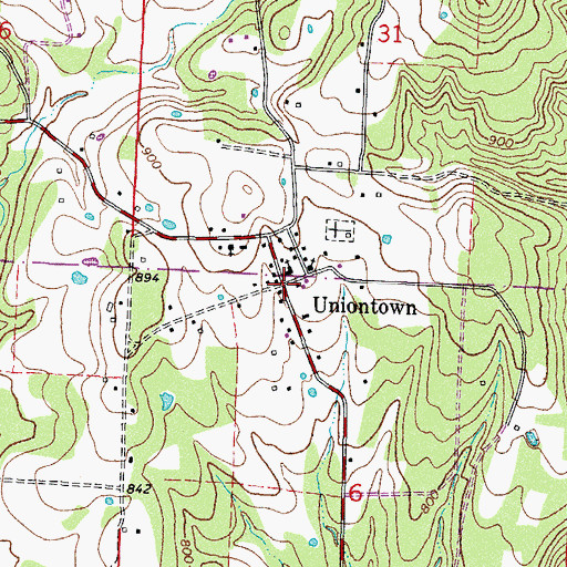Topographic Map of Uniontown, AR
