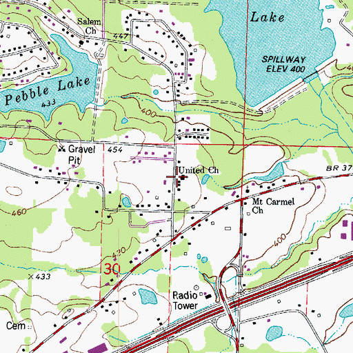 Topographic Map of United Missionary Baptist Church, AR