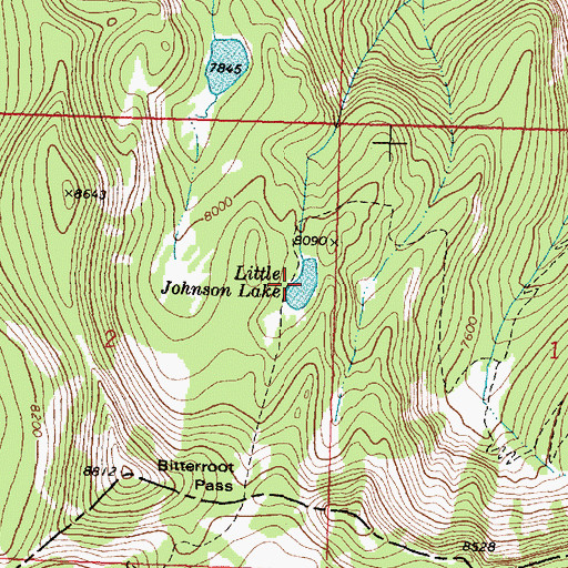 Topographic Map of Little Johnson Lake, MT