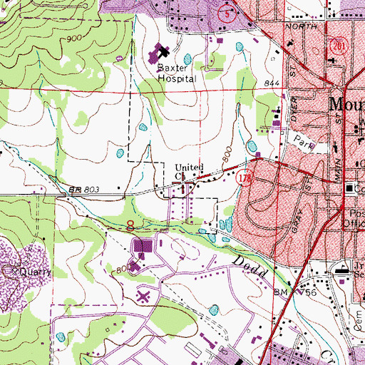 Topographic Map of First United Methodist Church, AR