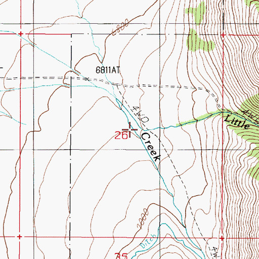 Topographic Map of Little Mile Creek, MT