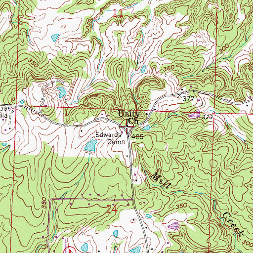 Topographic Map of Unity Baptist Church, AR