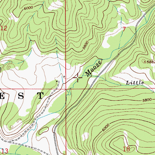 Topographic Map of Little Moose Creek, MT
