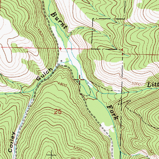 Topographic Map of Little Threemile Creek, MT
